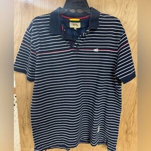 Camel Active VTG Men Blue & White Striped Short Sleeves Polo Shirt Sz XL